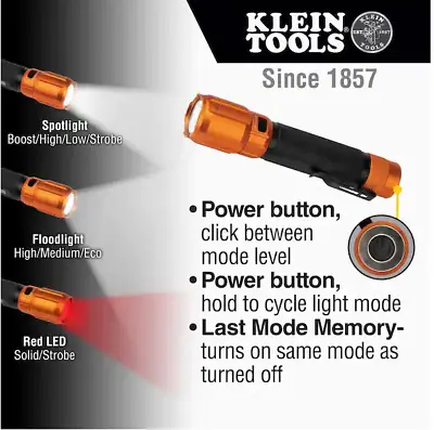 Klein Tools 56413 Magnetic Rechargeable 2-Color LED Flashlight With Holster • $39.99