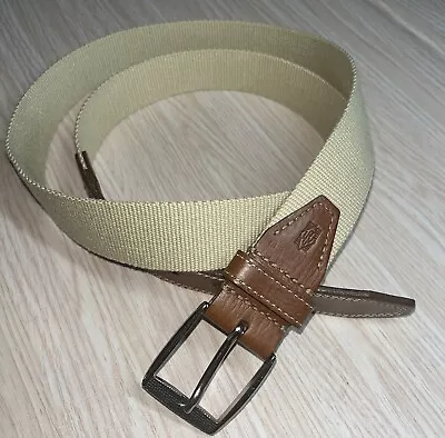 Martin Dingman Beige Cotton Leather Belt 61227 Size 42 • $25.75