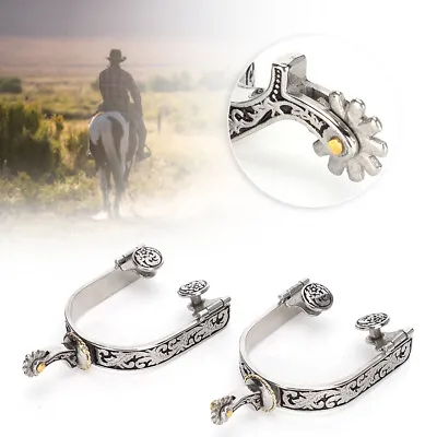 2PCS Stainless Steel West Cowboy Exquisite Pattern Horse Boot Spurs Decorati Ids • £33.15