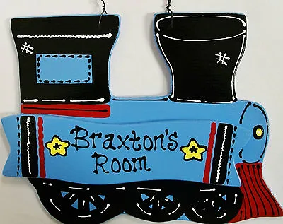 Personalize TRAIN Kids Room Door Name SIGN Wall Art Railroad Hanger Plaque Decor • $13