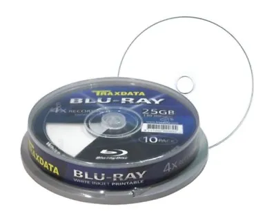 £9.99 • Buy 10 Traxdata Printable Blu Ray Blank Disks 4x Recordable BD-R 25GB  Cakebox RITEK