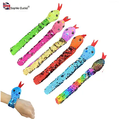 £3.45 • Buy Kids Slap Bands Sequins Snake Snap Wrist Bracelets Party Bag Fillers Gifts Toys