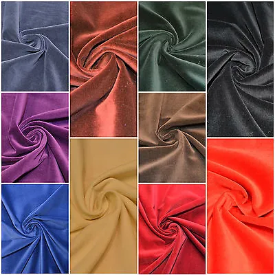 100% Cotton Velvet Fabric Plain Costume Dressmaking Eveningwear Curtain • £2.99