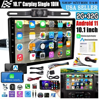 $136.68 • Buy 10.1'' Car Radio Carplay Android 11 Single 1DIN Touch Tcreen GPS Wifi Stereo 32G