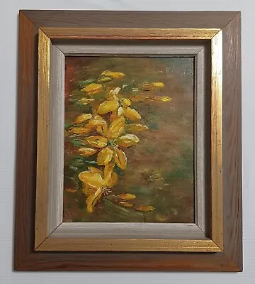 Original IMPRESSIONIST PAINTING Monet Style Water Lillies Golden Flowers Frame • $24.99