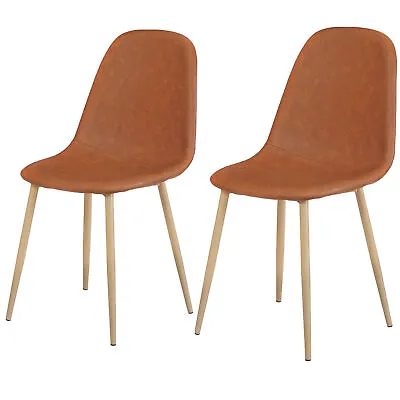 Mid Century Modern Dining Room Chairs Set  Of 2 W/ Metal Legs For Home Kitchen • $61.58