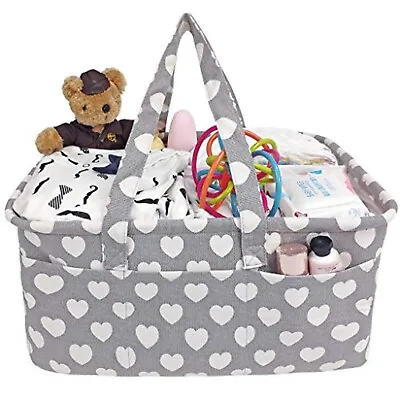 Canvas Storage Basket Nursery Nappy Organisers With Removable Compartments • £8.99