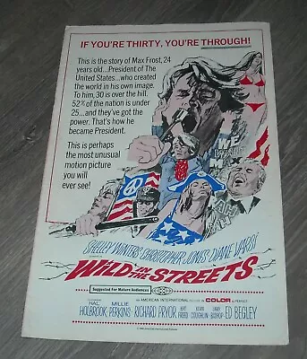 WILD In The STREETS PROMO MOVIE PRESSBOOK 1968 CHRISTOPHER JONES DIANE VARSI • $9.99