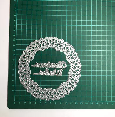 £8 • Buy 3pcs Decorative Holly Wreath & Christmas Wishes Die Set 12.5 X 12.5cm