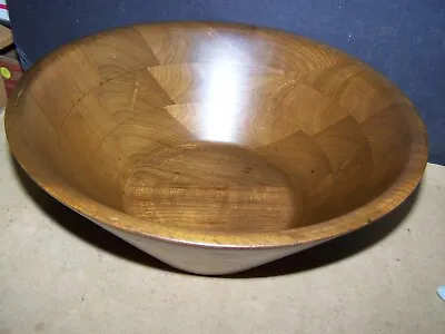 Vintage MCM Walnut Wood Salad Bowl 12  Solid American Walnut Diversified USA • $29.95