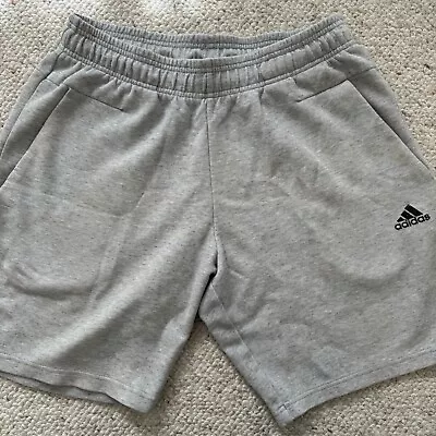 ADIDAS Grey Heather  SOLID FRENCH TERRY FLEECE SHORTS Training MENS Size M • $15