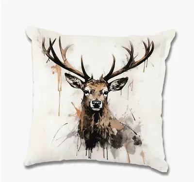 ELK DEER Stag Silhouette Cabin Lodge Hunt Rustic Throw Pillow Cover Home Decor • $13.08