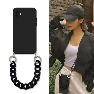 For IPhone 13 Pro Max Mini Phone Case Crossbody Lanyard Marble Chain Soft Cover • £7.55