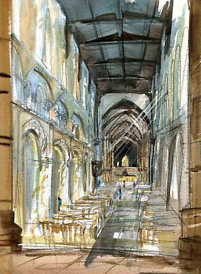 £31 • Buy ROCHESTER CATHEDRAL, A READY TO FRAME PRINT FROM A WATERCOLOUR BY David Bailey