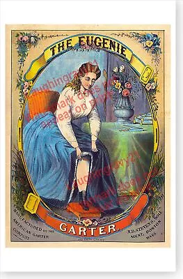 The Eugenie Garter Womens Clothing 1880 Victorian Advertising Poster • $14.49