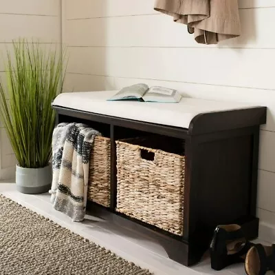 Bench Storage Wood Woven Basket Seat Nursery Play Mud Room Kid Toy Entry Way New • $147.11