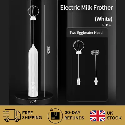 Electric Milk Coffee Frother USB Egg Beater Handheld Whisk Drink Frappe Mixer UK • £8.99