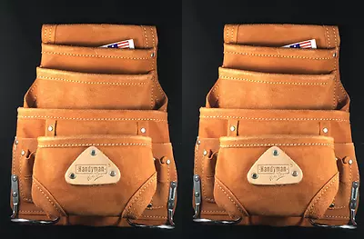 10 Pkt Carpenter Leather Electrician Nail & Tool Pouch Waist Belt Bag - 2 PK • $50.99