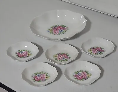 Vintage Kaiser Porcelain Plate Set Of 6 Hand Painted EUC. 1 Large And 5 Smaller • $27