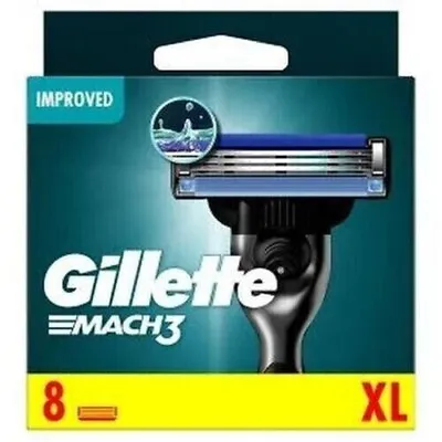 Gillette Mach 3 Razor Blades 8 Pack IMPROVED - FREE DELIVERY GENUINE BRAND NEW ✅ • £14.99