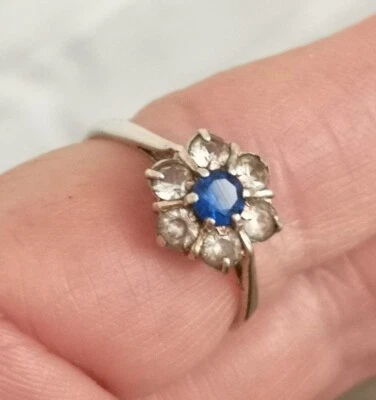 £10 • Buy Vintage Sterling Silver Sapphire Spinel Cluster Ring Sz O / P
