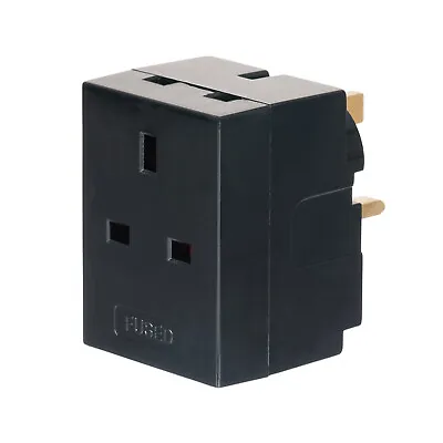 £6.49 • Buy 1x Black 3 Way Indoor Triple Socket Plug Multi Wall Adaptor UK 3-Pin 13A 250V 