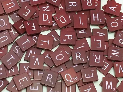 Wood Scrabble Tiles Maroon Burgundy PINK/WHITE Letters Sold Individual • $0.99