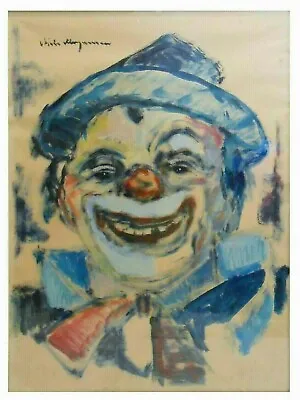 Niels Mogensen (denmark) Signed 1950's Modern Vint Gestural W/c Clown Orig Frame • $267.50