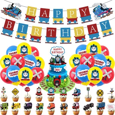 Thomas & Friends Birthday Party Table Deco Set Latex Balloon Birthday Banner • $19.50