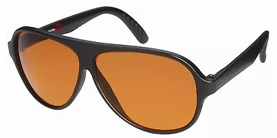 HD Large Pilot/Aviator Retro Sunglasses Amber Driving Mirror Matte/Black 12DR • $8.49