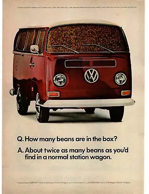 1968 VW Volkswagen Type 2 Station Wagon Microbus Kombi Camper Van Beans Print Ad • $9.95