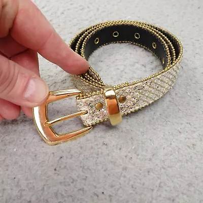 Vintage Belt Elite Fresno California Silver Gold Glittery Sparkly Women's Sz M • $17.55