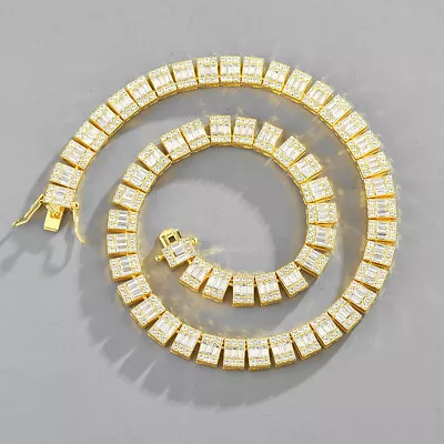 Men's 14k Gold-plated Cubic Zirconia 8-20 Inch Bracelet Cuban Hip-hop Necklace • $27.89