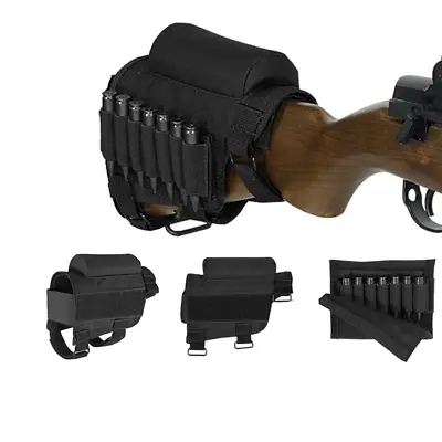 Hunting Rifle Buttstock Shell Holder Hunting Holder Rest Pouch Black/ Green • $10.99