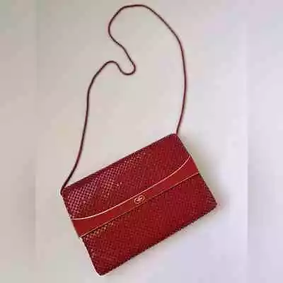 Vintage Red Chain Mail Purse Shoulder Bag Clutch • $30