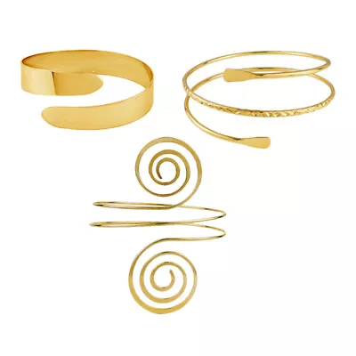 3pcs Gold Upper Arm Cuff Arm Cuff Wedding Open Arm Bracelet Snake Arm • £8.69