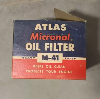 Nos Vintage Atlas Micronal Oil Filter M-41 P-40 Chevy Pontiac Plymouth Desoto • $12