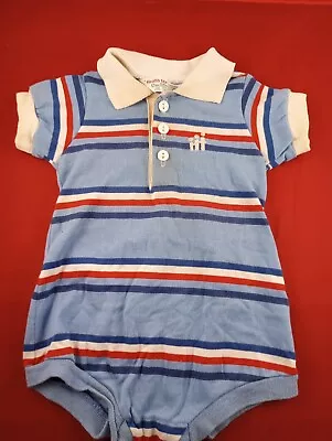 Vtg Health Tex Striped One Piece Size 12 Month Baby Infant *40 • $10