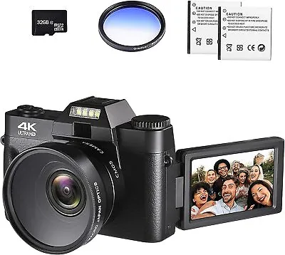 $109.90 • Buy 4K Digital Vlogging Camera For YouTube 4k Camcorder HD 1080P 48MP Video Camera
