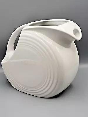 Vintage 80's Fiesta Ware Disc White Ceramic Pitcher Large Water Pitcher Made USA • $23.99