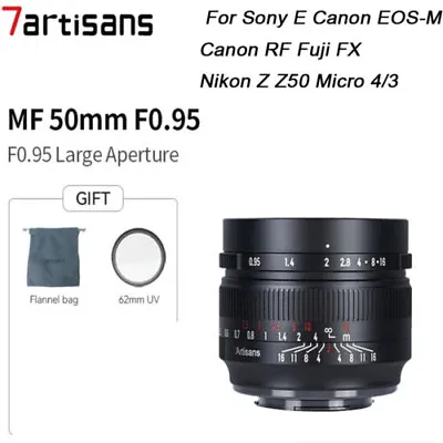 7artisans MF 50mm F0.95 APS-C Large Aperture Prime Lens For Sony E Canon EOS-M • £131.99