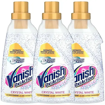 3 X Vanish Oxi Action Crystal White Gold Gel Fabric Whitener Stain Remover 750ml • £22.79