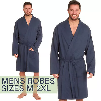 Mens Lightweight Robe Jersey Summer Holiday Dressing Gown Denim Blue M L XL 2XL • £18.99