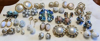 Vintage Designer Costume Jewelry Lot 20pc Goldtone Cabochon Rhinestones 😍 • $16