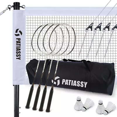 Outdoor Professional Badminton Net Set Portable Heavy Duty With Poles 4 Rackets • $71.55