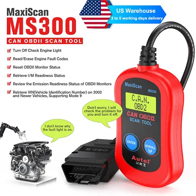 Autel MaxiScan MS300 OBD2 Scanner Check Engine Fault Code Reader Diagnostic Tool • $19.98