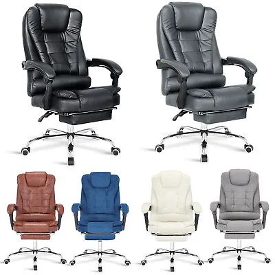 Executive Office Chair Swivel Recliner Computer Desk Gaming Chair With Footrest • £49.99