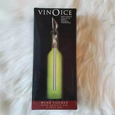 VinOice Wine Chiller By Cork Pops W/ Gravity Lid And Chill Rod NIB • $20.99