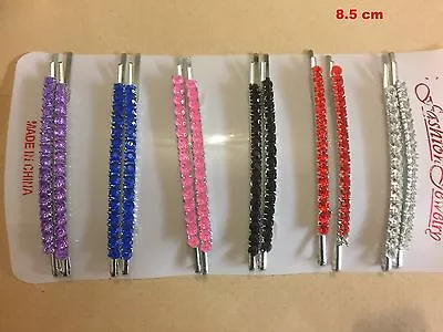 £2.10 • Buy Pair Diamante Crystal Kirby Silver Hair Clip Pin Slide Grip Girl Ladies Party 