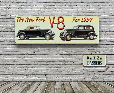 1934 Ford Dealer Garage Banner Hot Rod Flathead Cabriolet Car Coupe Ford Sedan • $64.99